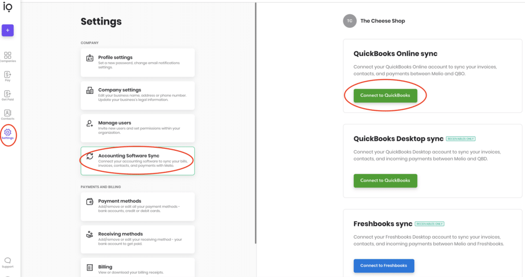 accounting software settings