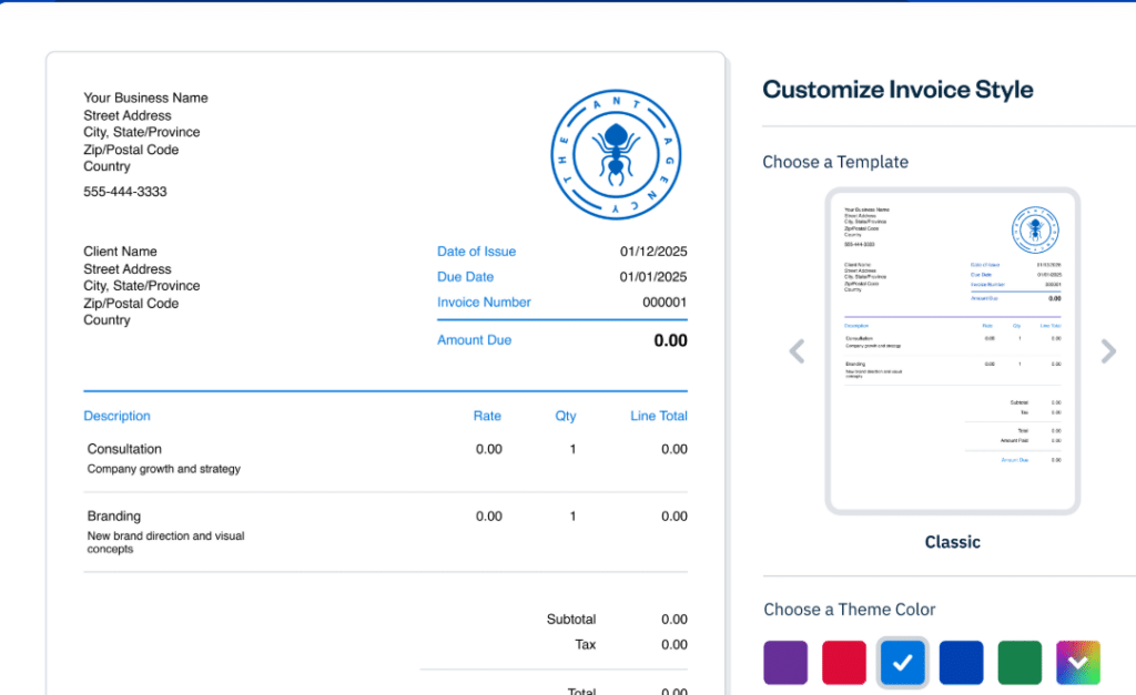 customize invoice