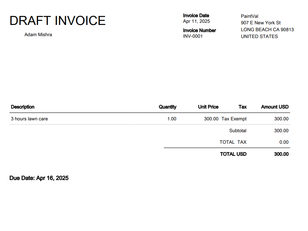 draft invoice