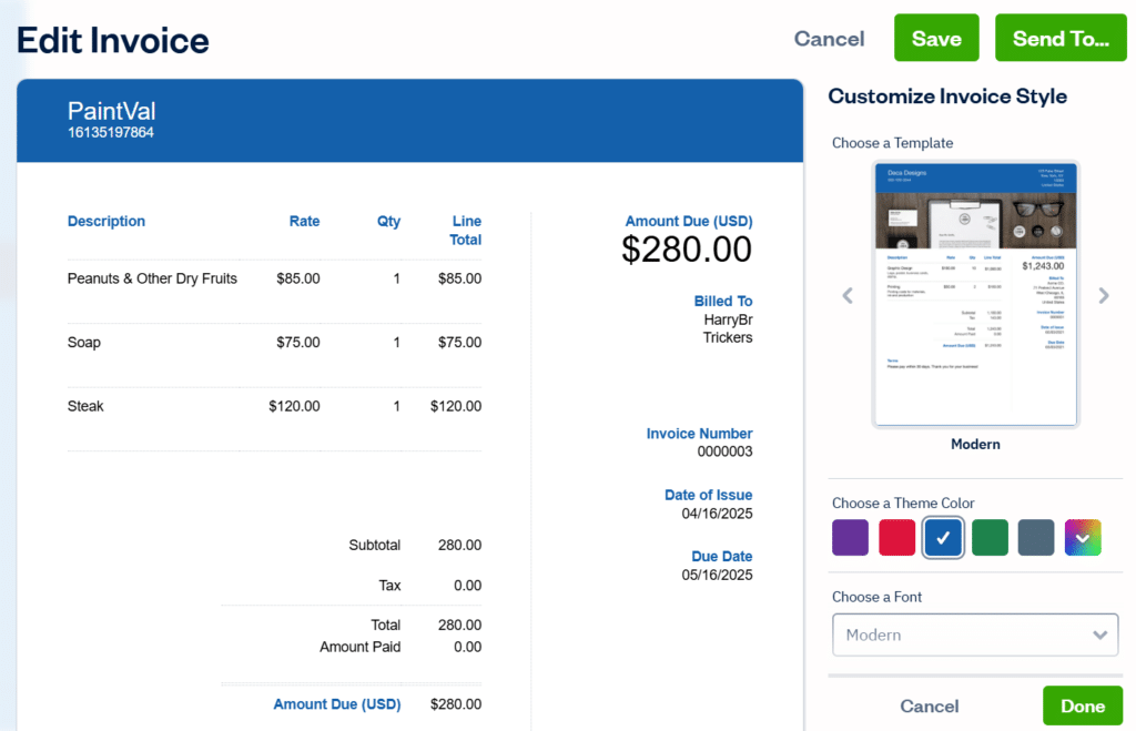 freshbooks edit invoice