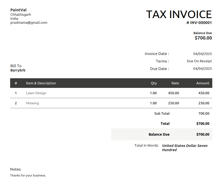 tax invoice