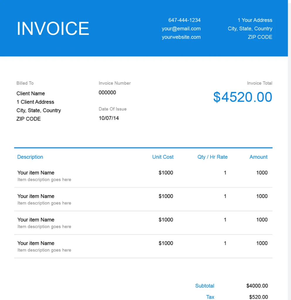 invoice with freshbooks
