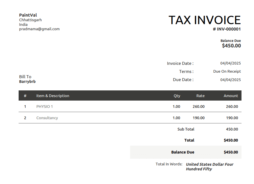 zoho tax invoice